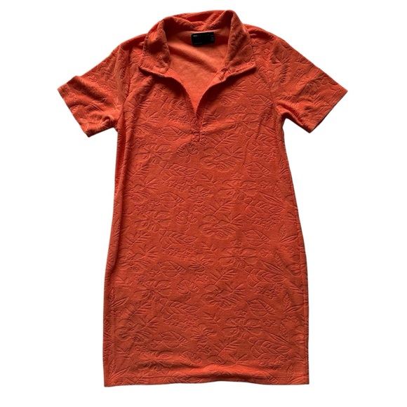 ASOS Curve Orange Terry Cloth Short Sleeve V-Neck Mini Dress US 12 - Picture 1 of 8